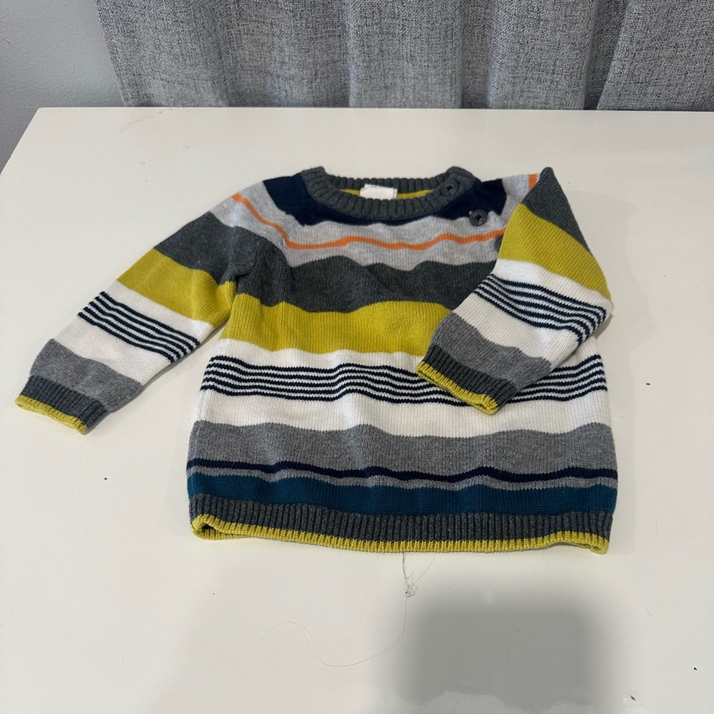 H&M Gray and Yellow Striped Sweater. Size 4-6 months